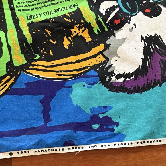 Vtg 90s Goosebumps Curly Skeleton RL Stine Parachute Press Fabric Quilt Panel - Picture 2 of 6